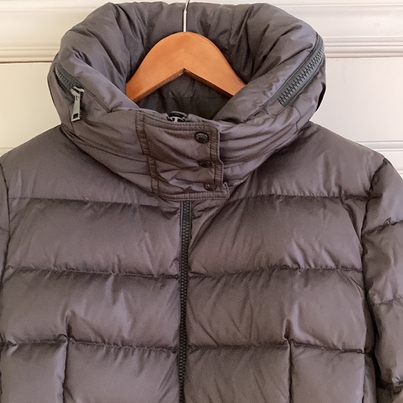 Moncler Women Flammette Down Puffer Long Jacket Hood Dark Gray size 4/ LRG  NWOT - Picture 3 of 17
